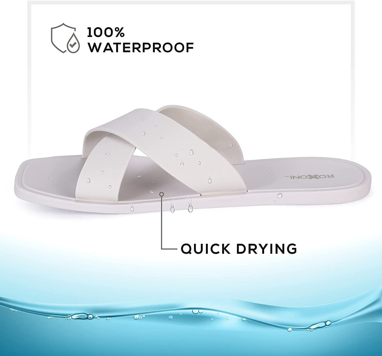 ROXONI Women Slippers Shower Pool Sandals Criss Cross Bathroom Quick Drying Slippers