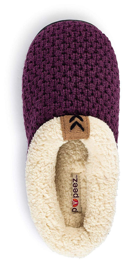 Pupeez Girls Sweater Knit Slippers Fleece Lined House Shoe