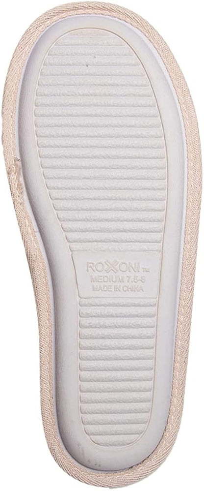 Roxoni Clog Sandals for Women – Fur Trim Slippers – Sweater Knit Slippers