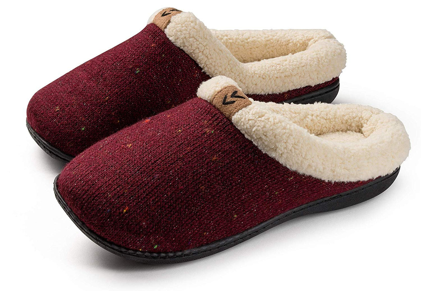 Roxoni Women's Sweater Knit Fleece Lined Clog Slippers Warm House Shoe