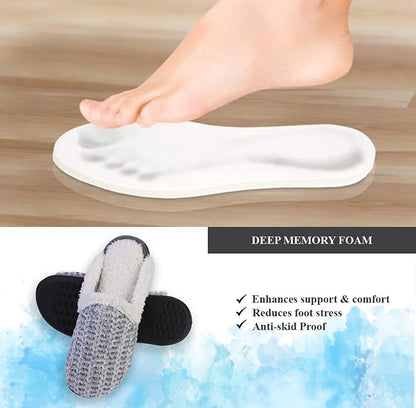 Roxoni Memory Foam Slippers for Women Plush Heels and Anti-Skid Rubber Sole