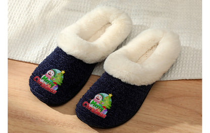 Roxoni Women’s Cozy Slippers with Soft Faux Fur Lining and Durable Indoor Outdoor Sole, Comfortable Lounge Footwear with Festive Holiday Icon Prints (Tree, Gift Box, Wreath, Santa, Reindeer), Personalized Custom Gift Slipper for Christmas