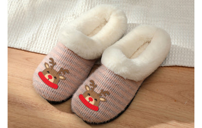 Roxoni Women’s Cozy Slippers with Soft Faux Fur Lining and Durable Indoor Outdoor Sole, Comfortable Lounge Footwear with Festive Holiday Icon Prints (Tree, Gift Box, Wreath, Santa, Reindeer), Personalized Custom Gift Slipper for Christmas