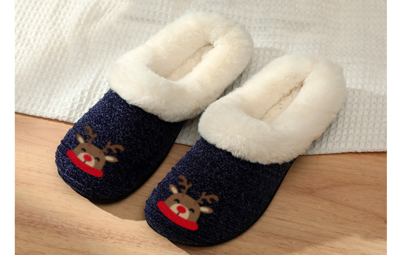 Roxoni Women’s Cozy Slippers with Soft Faux Fur Lining and Durable Indoor Outdoor Sole, Comfortable Lounge Footwear with Festive Holiday Icon Prints (Tree, Gift Box, Wreath, Santa, Reindeer), Personalized Custom Gift Slipper for Christmas