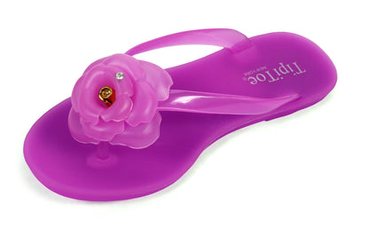 Pupeez Girl's Flower Jelly Thong Flip Flop Slide Summer Sandal