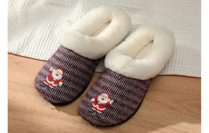 Roxoni Women’s Cozy Slippers with Soft Faux Fur Lining and Durable Indoor Outdoor Sole, Comfortable Lounge Footwear with Festive Holiday Icon Prints (Tree, Gift Box, Wreath, Santa, Reindeer), Personalized Custom Gift Slipper for Christmas