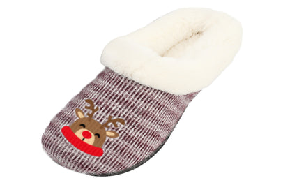 Roxoni Women’s Cozy Slippers with Soft Faux Fur Lining and Durable Indoor Outdoor Sole, Comfortable Lounge Footwear with Festive Holiday Icon Prints (Tree, Gift Box, Wreath, Santa, Reindeer), Personalized Custom Gift Slipper for Christmas