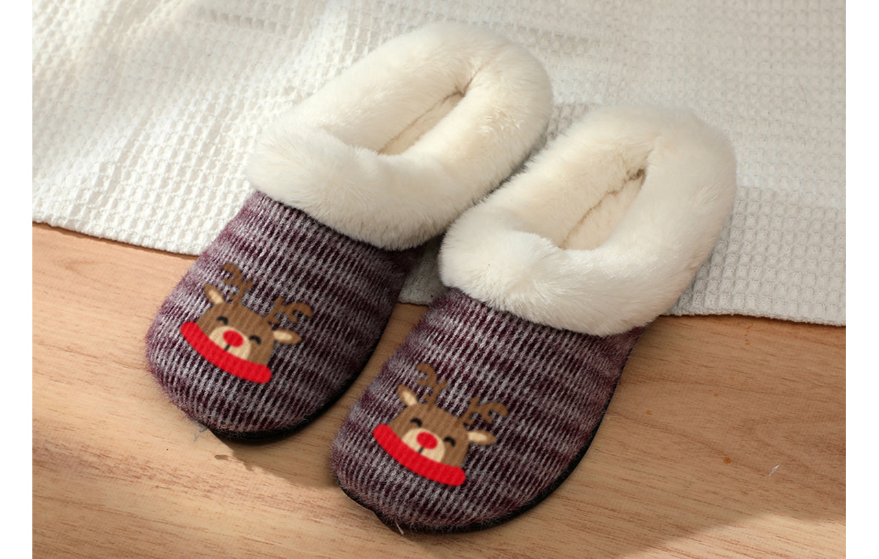 Roxoni Women’s Cozy Slippers with Soft Faux Fur Lining and Durable Indoor Outdoor Sole, Comfortable Lounge Footwear with Festive Holiday Icon Prints (Tree, Gift Box, Wreath, Santa, Reindeer), Personalized Custom Gift Slipper for Christmas