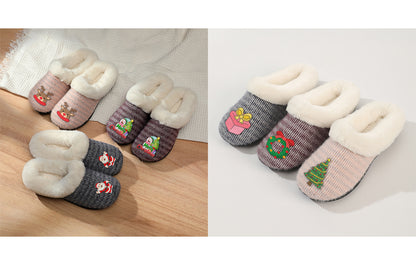 Roxoni Women’s Cozy Slippers with Soft Faux Fur Lining and Durable Indoor Outdoor Sole, Comfortable Lounge Footwear with Festive Holiday Icon Prints (Tree, Gift Box, Wreath, Santa, Reindeer), Personalized Custom Gift Slipper for Christmas