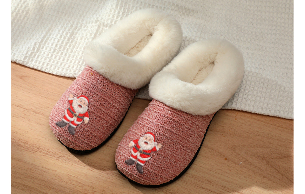 Roxoni Women’s Cozy Slippers with Soft Faux Fur Lining and Durable Indoor Outdoor Sole, Comfortable Lounge Footwear with Festive Holiday Icon Prints (Tree, Gift Box, Wreath, Santa, Reindeer), Personalized Custom Gift Slipper for Christmas