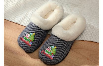 Roxoni Women’s Cozy Slippers with Soft Faux Fur Lining and Durable Indoor Outdoor Sole, Comfortable Lounge Footwear with Festive Holiday Icon Prints (Tree, Gift Box, Wreath, Santa, Reindeer), Personalized Custom Gift Slipper for Christmas