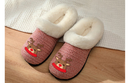 Roxoni Women’s Cozy Slippers with Soft Faux Fur Lining and Durable Indoor Outdoor Sole, Comfortable Lounge Footwear with Festive Holiday Icon Prints (Tree, Gift Box, Wreath, Santa, Reindeer), Personalized Custom Gift Slipper for Christmas
