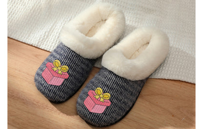 Roxoni Women’s Cozy Slippers with Soft Faux Fur Lining and Durable Indoor Outdoor Sole, Comfortable Lounge Footwear with Festive Holiday Icon Prints (Tree, Gift Box, Wreath, Santa, Reindeer), Personalized Custom Gift Slipper for Christmas