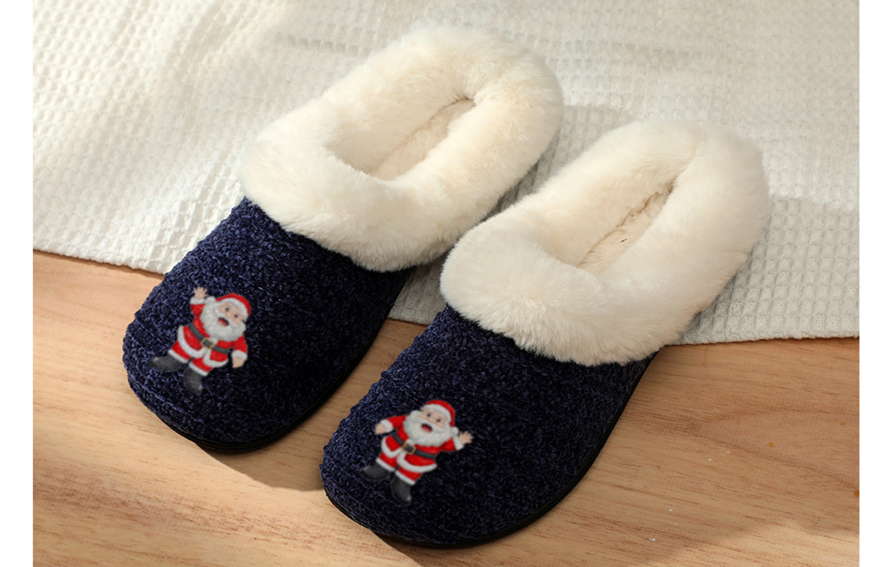 Roxoni Women’s Cozy Slippers with Soft Faux Fur Lining and Durable Indoor Outdoor Sole, Comfortable Lounge Footwear with Festive Holiday Icon Prints (Tree, Gift Box, Wreath, Santa, Reindeer), Personalized Custom Gift Slipper for Christmas