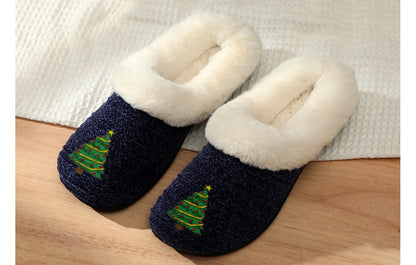 Roxoni Women’s Cozy Slippers with Soft Faux Fur Lining and Durable Indoor Outdoor Sole, Comfortable Lounge Footwear with Festive Holiday Icon Prints (Tree, Gift Box, Wreath, Santa, Reindeer), Personalized Custom Gift Slipper for Christmas