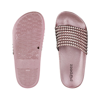 Pupeez Flat Slide Sandals For Kids With A Pearl Detail Strap