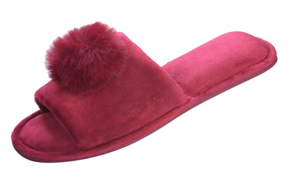 Roxoni Women’s Slippers Lovely Velvet Pom-pom Open Toe House Slides