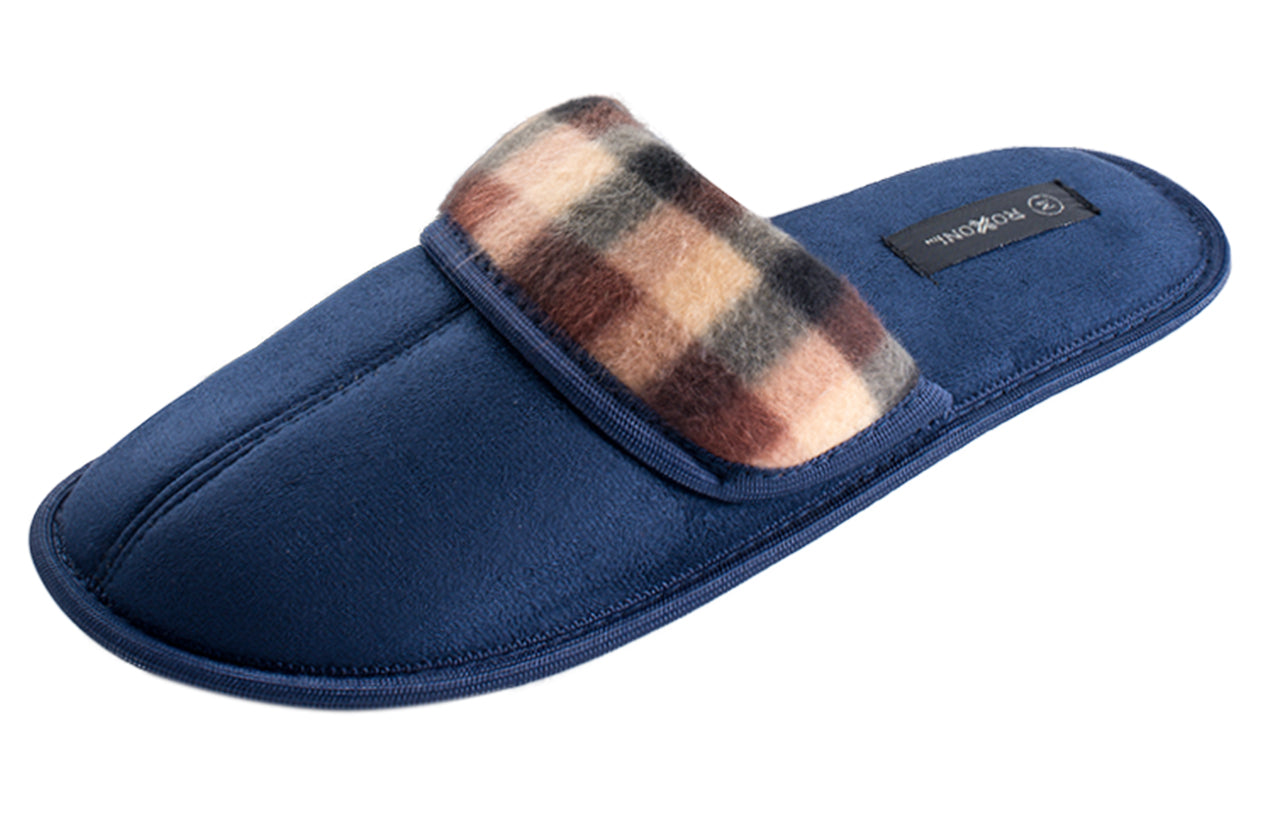 Roxoni Men's Suede Scuff Slipper Classic Style House Slipper