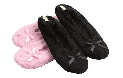 Roxoni Women's Terry Classic Cotton Ballerina Slippers (Pack of 2)