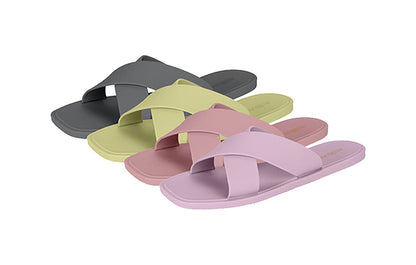 ROXONI Women Slippers Shower Pool Sandals Criss Cross Bathroom Quick Drying Slippers