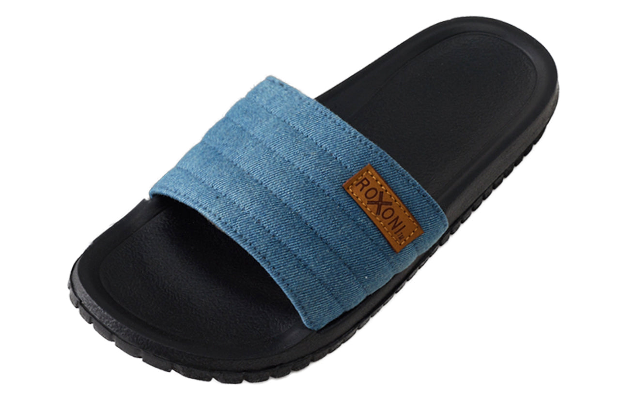 Roxoni Men's Casual Comfort Breathable Denim Open Toe House Sandal Slipper