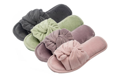 Roxoni Women's Indoor Twist Ribbon Plus Open Toe House Slippers