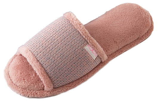Roxoni Women’s Plush Open Toe House Slippers – Soft Memory Foam Indoor Slides with Non-Slip Sole, Cozy Breathable Open Back Design