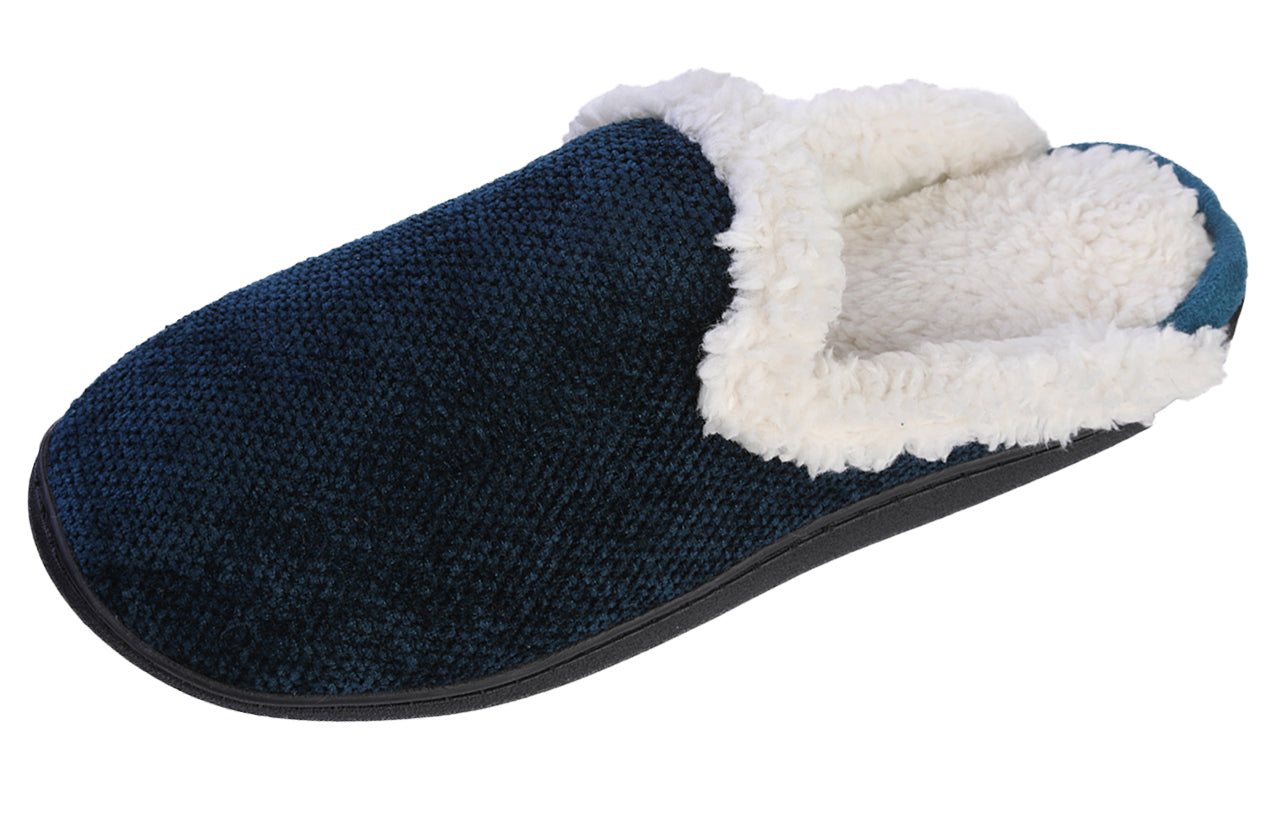 Roxoni Women's Memory Foam House Fleece Trim Knit Sweater Slipper