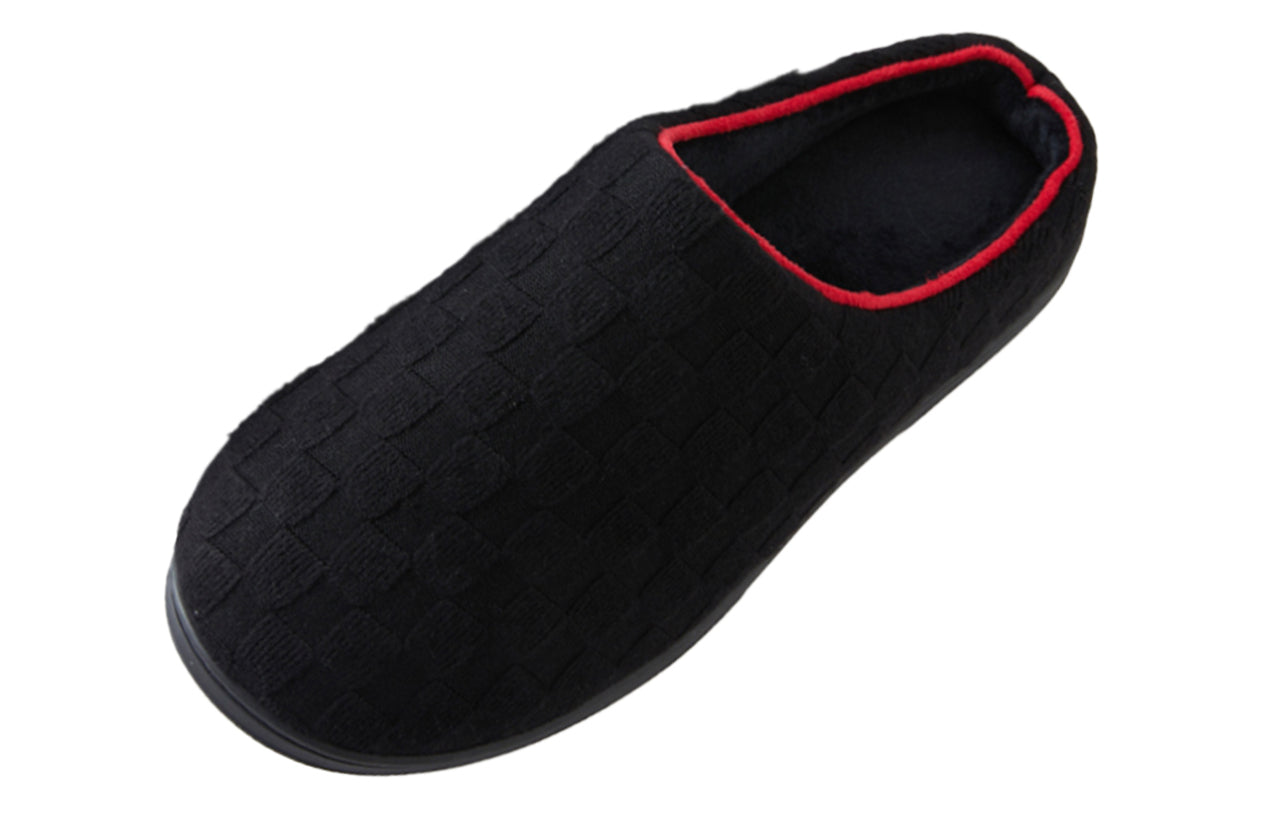 Roxoni Men’s Memory Foam Slippers, Two-Tone Quilted Indoor Outdoor House Shoes, Comfortable Slip-On Lounge Footwear with Durable Non-Slip Sole