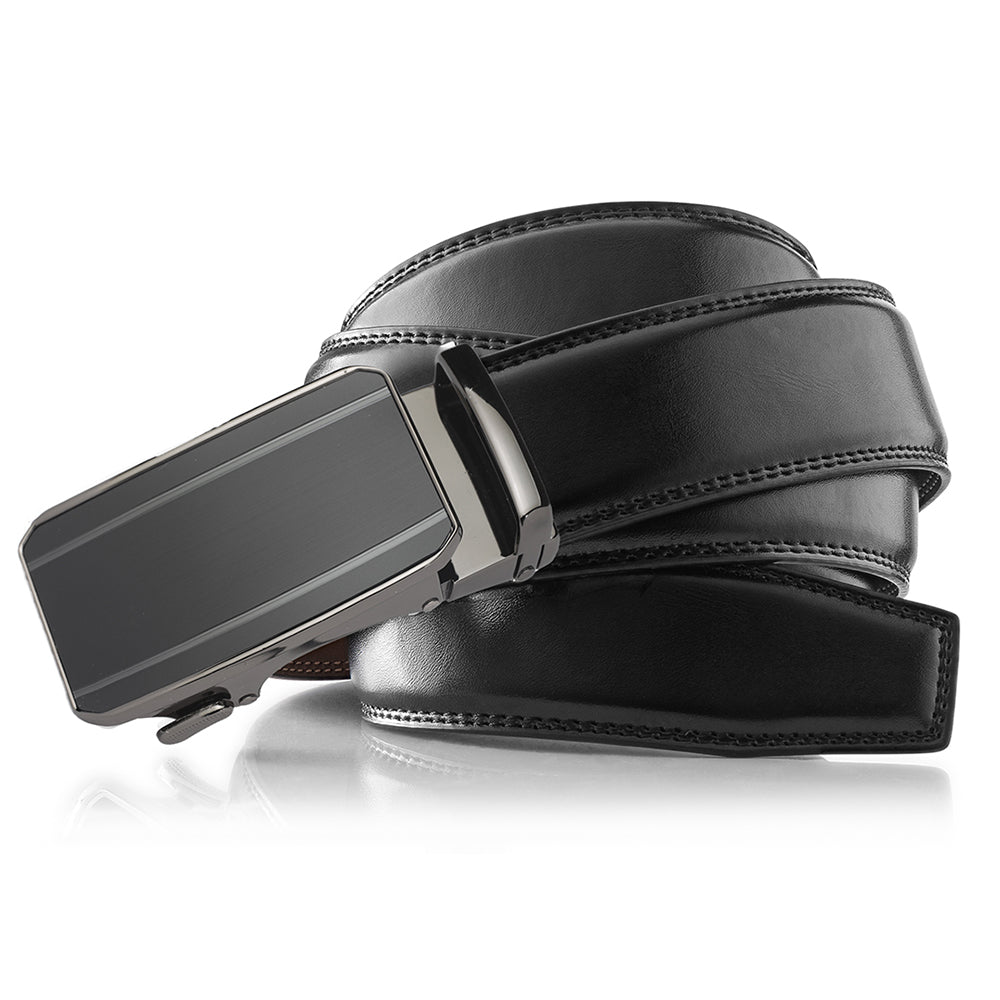 Men's Roxoni Ultra Soft Geniune Leather Rachet Rectangular Prism Dress Belt
