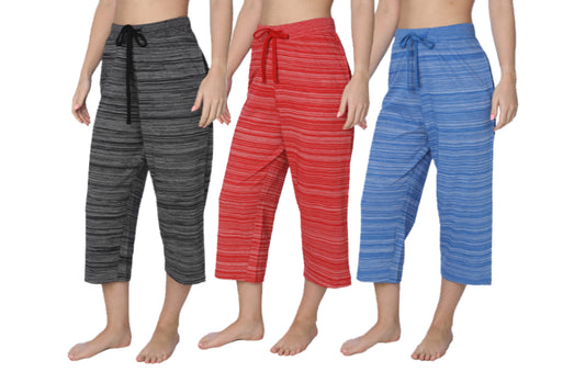 Women's Capri Jersey Knit Pajama Lounge Pant Available In Plus Size