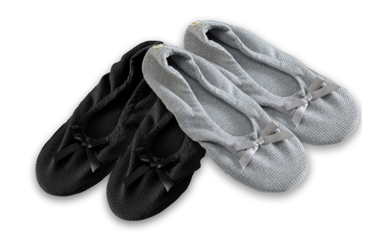 Roxoni Women's Terry Classic Cotton Ballerina Slippers (Pack of 2)