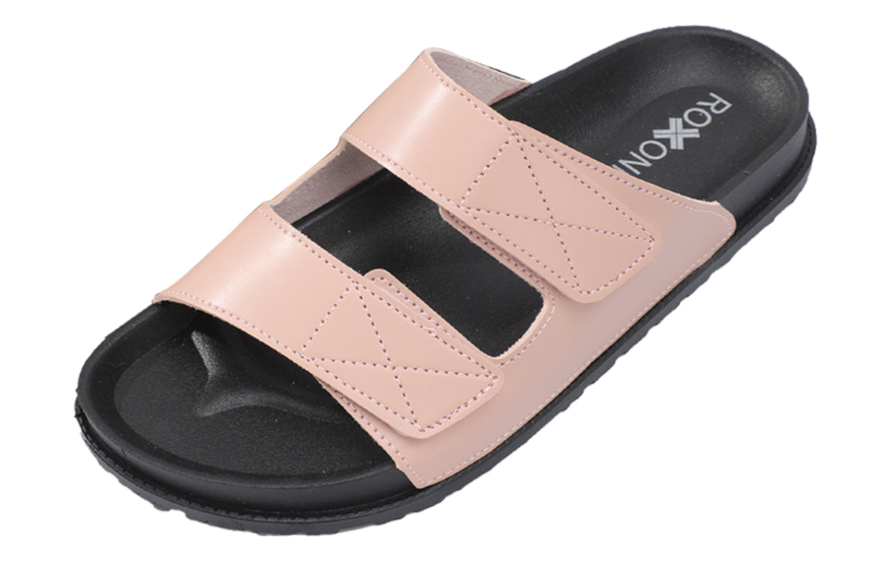 Roxoni Women’s Cushioned Two Strap Footbed Sandals Lightweight Open Toe Slide Sandals