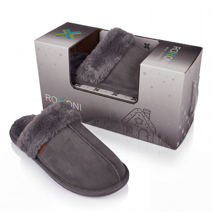 Roxoni Men's Faux Suede Clog Slippers with Gift Box, House Shoes