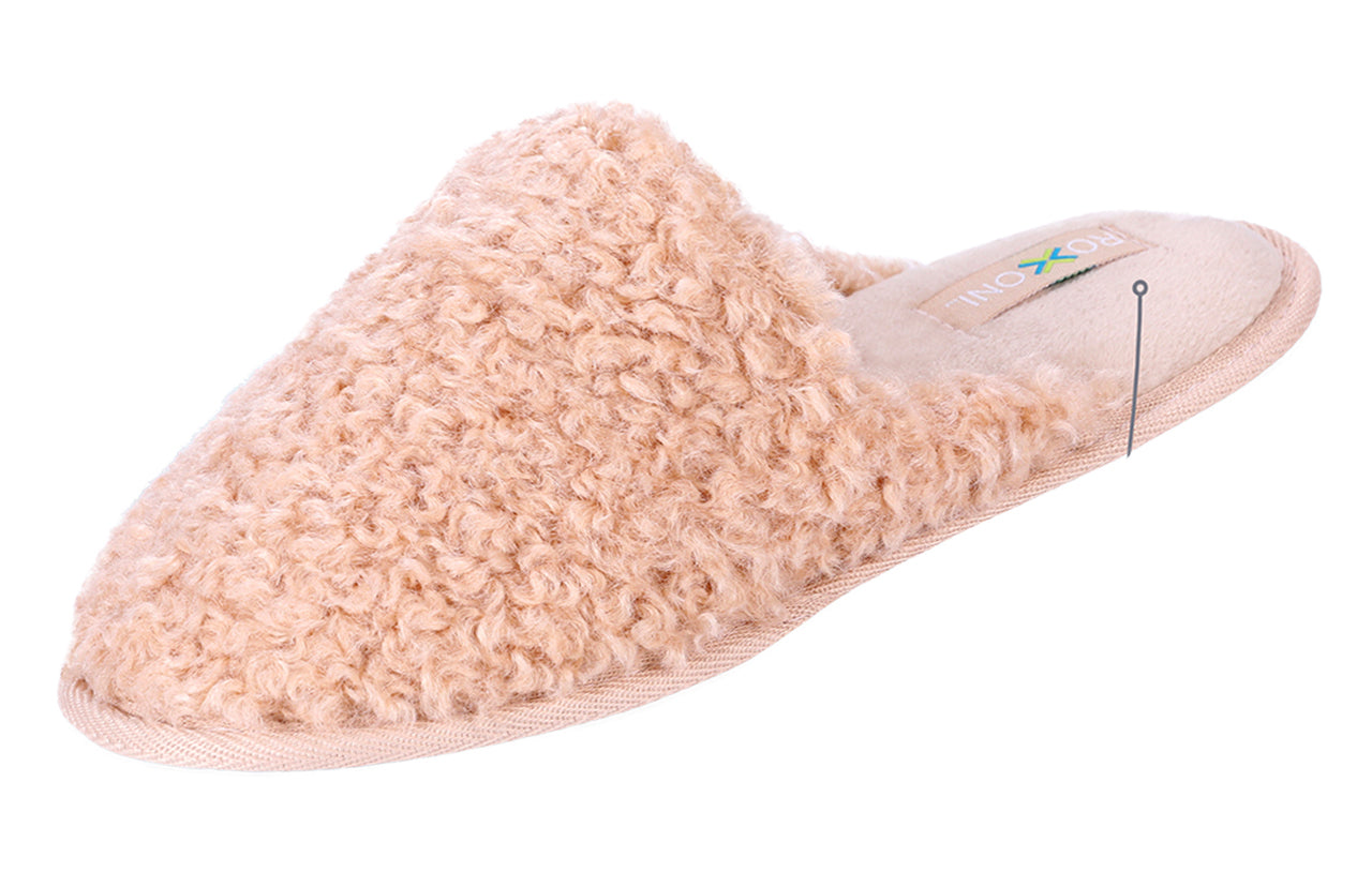 ROXONI Women Slipper Cozy Memory Foam, Indoor Outdoor Rubber Sole