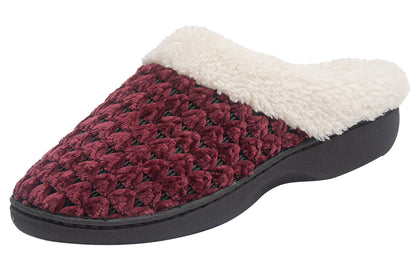 Roxoni Women's Fleece Trim Knit Sweater Furr Clog Indoor Outdoor Slipper