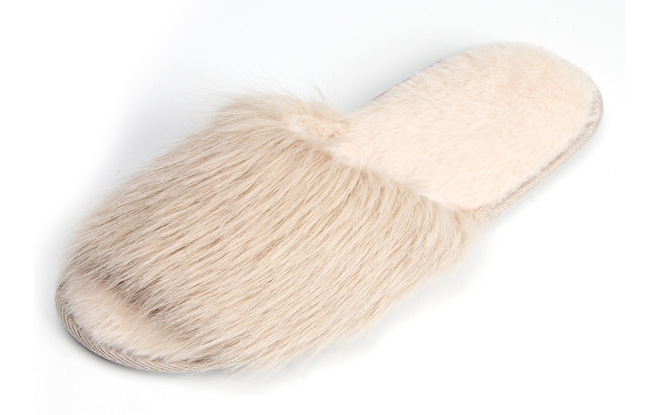 Cozy Chic Fuzzy Slippers for Women - Fizzy Hair Top with Faux Fur Body, Comfortable & Relaxing