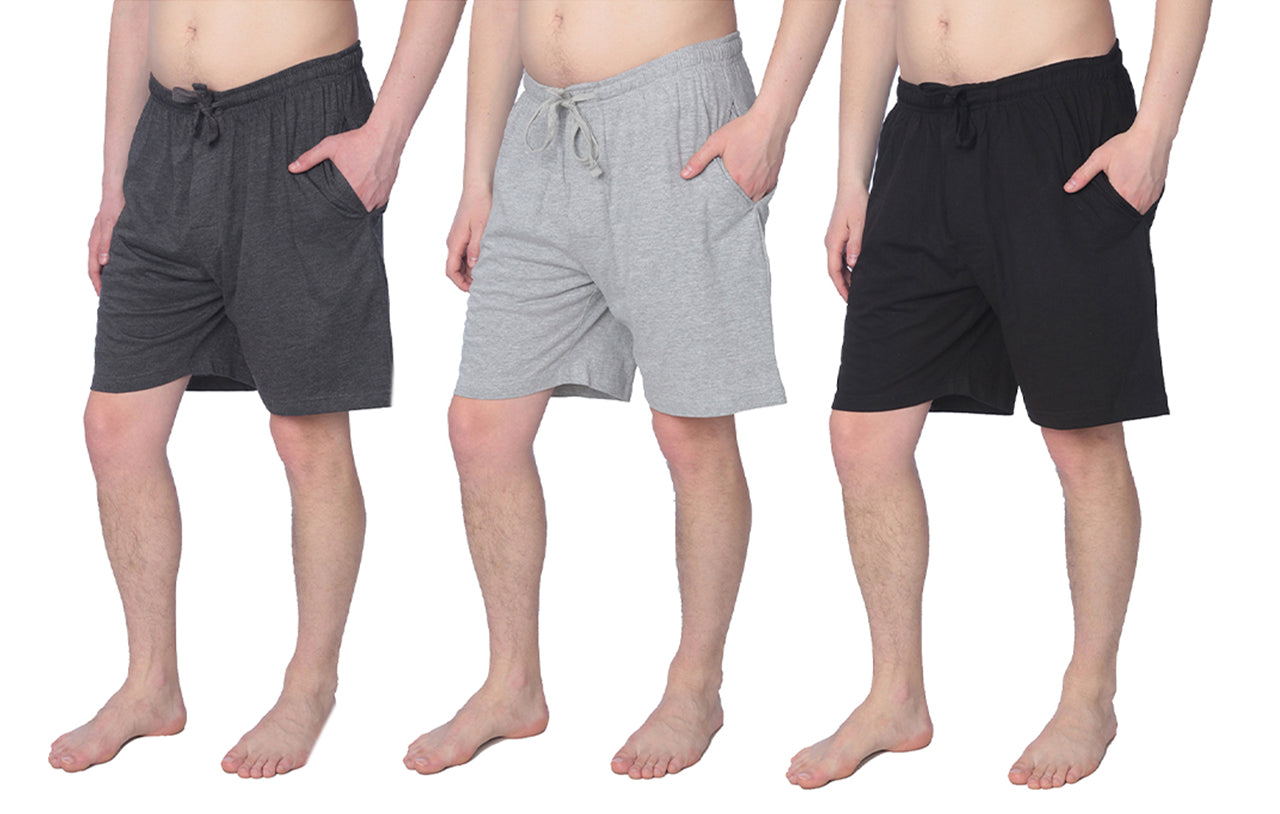 Men's 3 Pack Plus Size Jersey Knit Pajama Shorts, Lounge Shorts