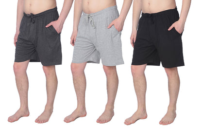 Men's 3 Pack Plus Size Jersey Knit Pajama Shorts, Lounge Shorts