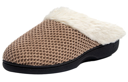 Roxoni Women's Fleece Trim Knit Sweater Furr Clog Slipper