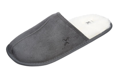 Roxoni Mens Suede Faux Sheepskin Lined House Slippers