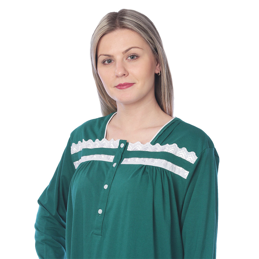 Women Jersey Long Nightgown Long Sleeve Elegant Loose Dress