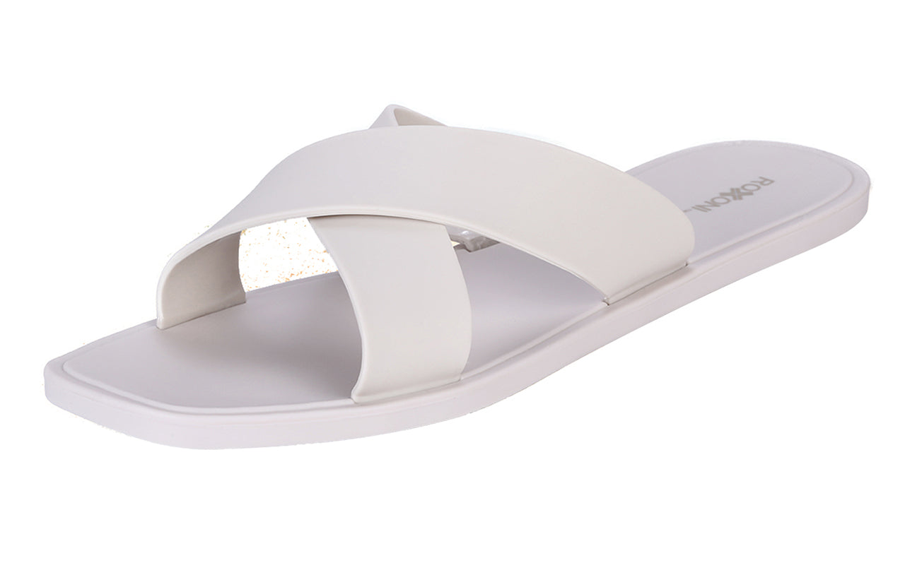 ROXONI Women Slippers Shower Pool Sandals Criss Cross Bathroom Quick Drying Slippers