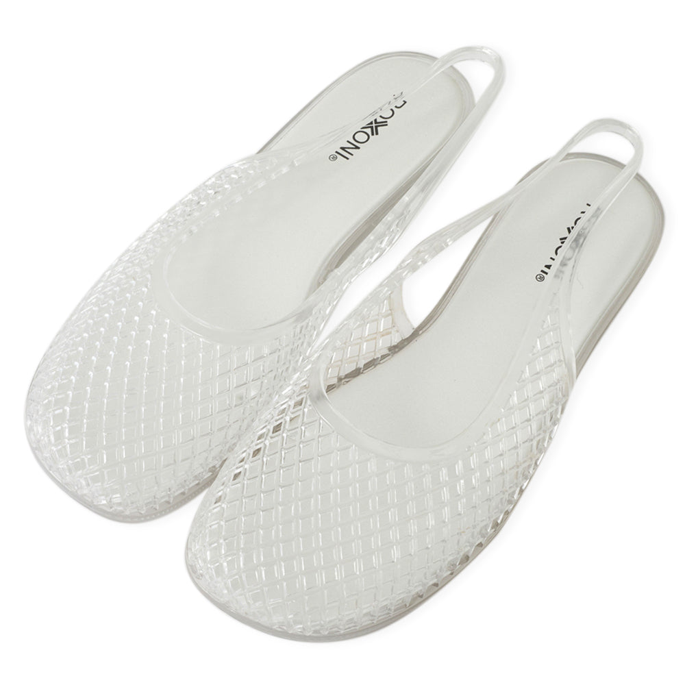Roxoni Women’s Jelly Slingback Flats Breathable Mesh Sandals Lightweight Slip On Summer Beach Casual Shoes
