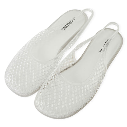 Roxoni Women’s Jelly Slingback Flats Breathable Mesh Sandals Lightweight Slip On Summer Beach Casual Shoes