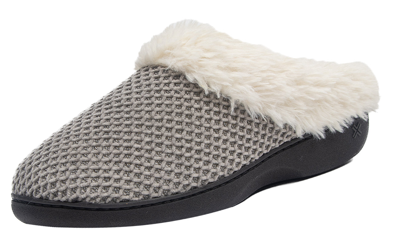 Roxoni Women's Fleece Trim Knit Sweater Furr Clog Slipper