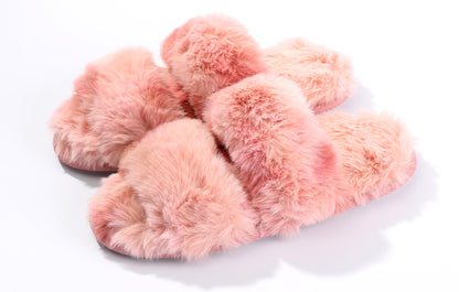 Roxoni Faux Fur Tie & Dye Slippers – Stylish & Trendy Slip-ons for Women