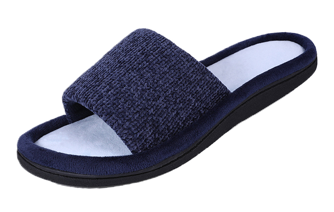 ROXONI Women's Soft Open Toe Slide Slippers, Indoor Outdoor Rubber Sole
