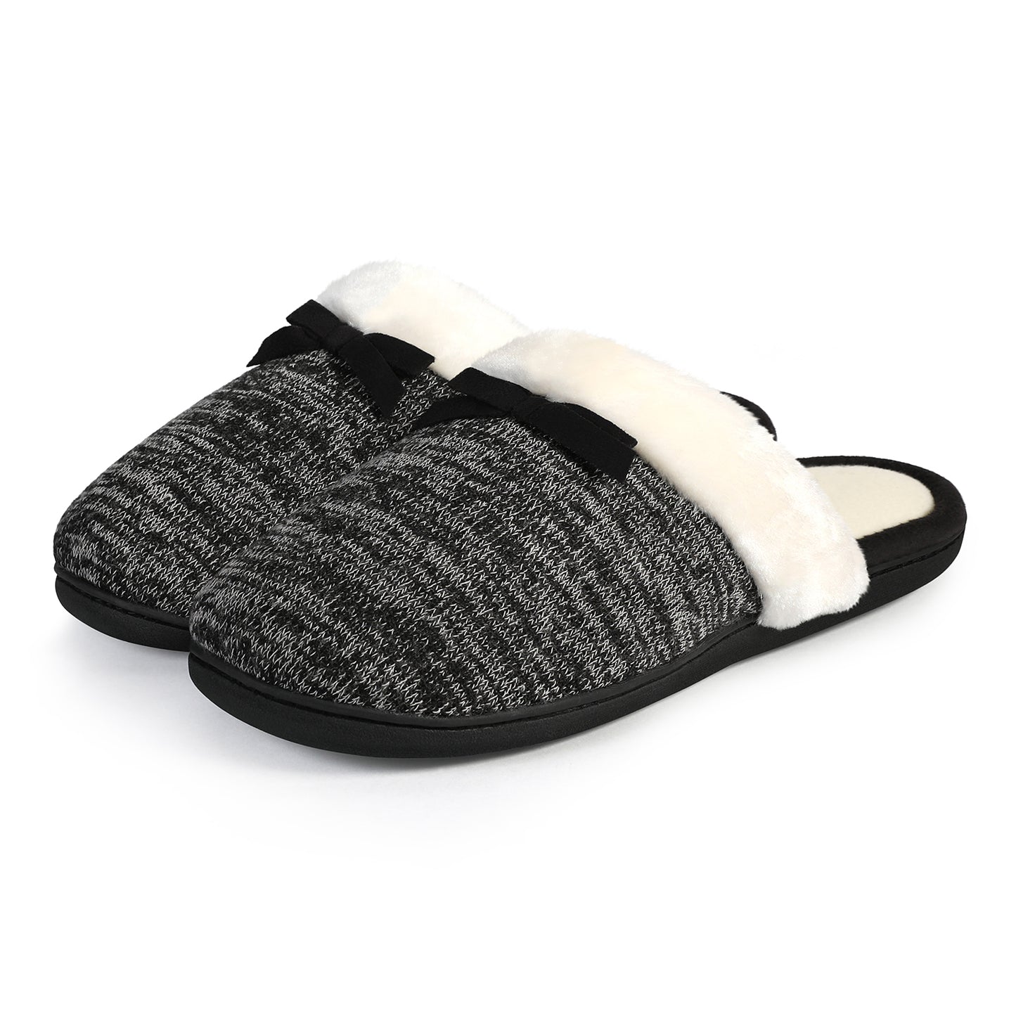 Roxoni Women’s Cozy Memory Foam Slippers, Fuzzy Warm Faux Fur, Anti-Skid Rubber Sole