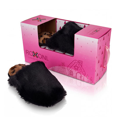 Roxoni Women's Fluffy Faux Fur Clog Slippers with Gift Box for Christmas & Holidays